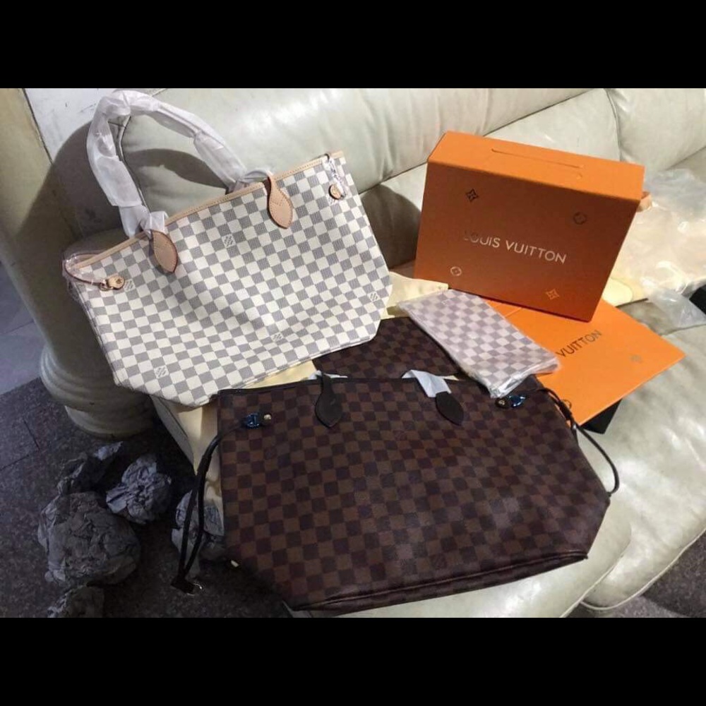 Luis Vuitton Neverfull White and Brown